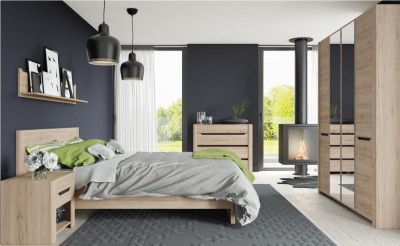 Set Mobila Dormitor din pal, 6 piese Desjo Stejar San Remo