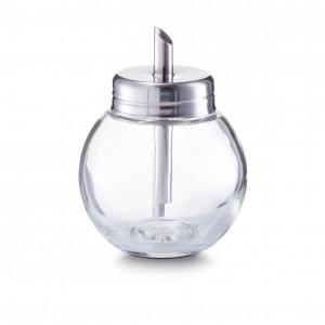 Dispenser pentru zahar Round, sticla si inox, 240 ml, Ø 8,5xH11,3 cm