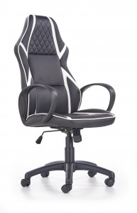 Scaun gaming tapitat cu piele ecologica Dodson Negru / Alb, l50xA64xH114-124 cm