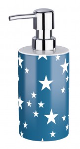 Dozator pentru sapun, din ceramica, Stella Albastru, Ø9xH18 cm
