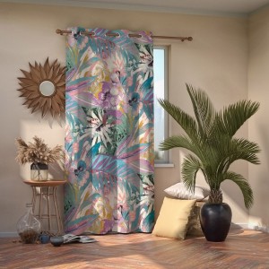 Draperie Oxford Plants Multicolor, 140 x 250 cm, 1 bucata