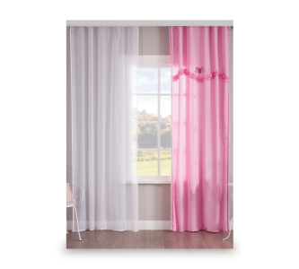 Set perdea si draperie pentru copii Rosa White / Pink