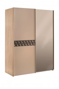 Dulap din pal cu 2 usi glisante si oglinda, pentru tineret Lofter Cream / Brown, l162xA58xH210 cm