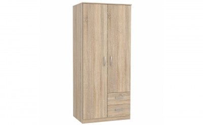Dulap din pal, cu 2 usi si 2 sertare Nikita Stejar Sonoma, l81,9xA52,7xH185 cm