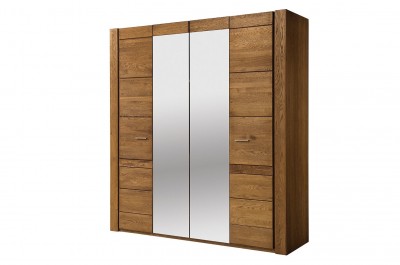 Dulap din furnir si pal, cu 4 usi si oglinda Velvet 77 Stejar Rustic, l205xA60xH225 cm