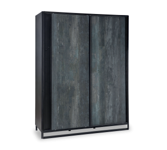 Dulap din pal cu 2 usi glisante, pentru tineret Dark Metal Black / Graphite, l162xA58xH210 cm