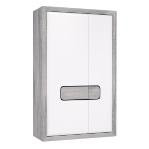 Dulap din pal, cu 2 usi Torrin Small, Stejar Ice Grey / Alb, l100,7xA41,7xH165 cm