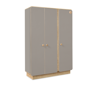 Dulap din pal cu 3 usi, pentru bebe Baby Grey / Natural, l136xA56xH195 cm