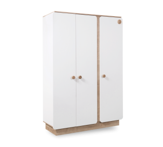Dulap din pal cu 3 usi, pentru bebe Natura Baby White / Nature, l136xA56xH195 cm