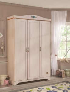 Dulap din pal cu 3 usi, pentru copii si tineret, Flower Natural, l121xA54xH194 cm