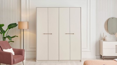 Dulap din pal, cu 4 usi, Nicole Crem, l181,8xA60,8xH218,7 cm