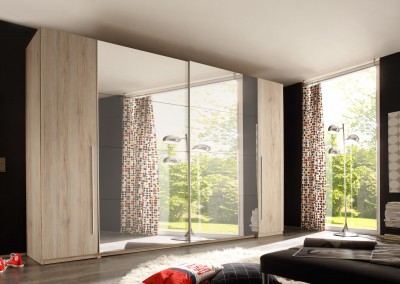 Dulap din pal cu 4 usi si oglinda, Matthew Stejar San Remo, l270xA61xH225 cm