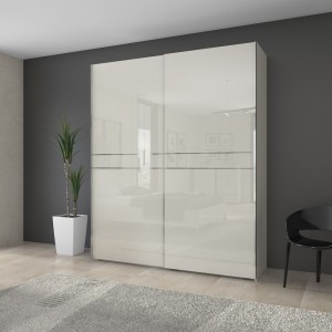 Dulap din pal si MDF, cu 2 usi glisante, Piano PK181/PN Small Bej, l182xA61xH224 cm