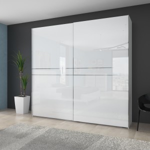 Dulap din pal si MDF, cu 2 usi glisante, Piano PK231/PN Medium Alb, l230xA61xH224 cm