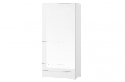 Dulap din pal si MDF, cu 2 usi si 2 sertare Gabrielle 28 Alb, l100xA58xH216 cm