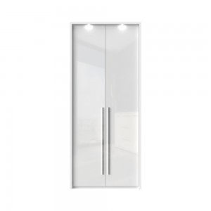 Dulap din pal si MDF, cu 2 usi si LED inclus, Piano Stripes P2B/PN Alb, l97xA60xH226 cm