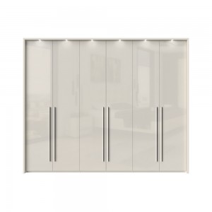 Dulap din pal si MDF, cu 6 usi si LED inclus, Piano Stripes P6B/PN Bej, l277xA60xH226 cm