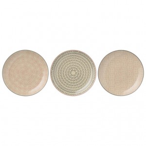 Set 3 Farfurii Cecile Rose/Gri, Ø16 cm