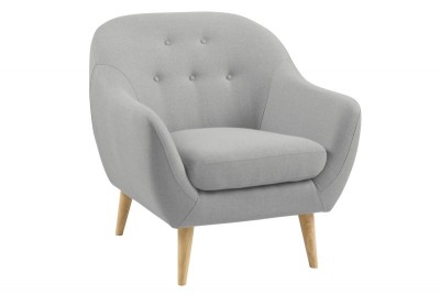 Fotoliu tapitat cu stofa, cu picioare din lemn Elly Light Grey, l83xA82xH85 cm