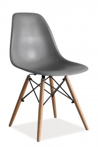 Scaun din plastic si lemn Ensio Gri
