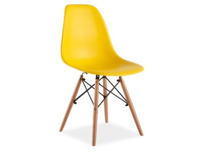 Scaun din plastic si lemn Enzo Galben 