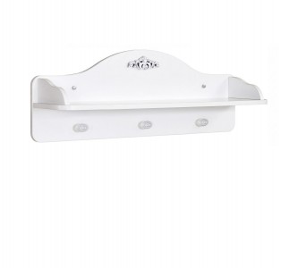 Etajera suspendata din pal, pentru bebe, Romantic Baby Alb, l75xA22xH30 cm