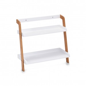 Etajera pentru baie cu 2 rafturi, Bamboo MDF White, l56xA23xH51 cm