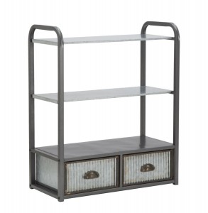 Etajera suspendata pentru baie din metal, cu 2 sertare Illinois C Gri, l63xA30xH76,5 cm