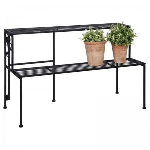 Etajera pentru ghivece gradina / terasa, din metal, Etager Negru, L78,9xl34,5xH47,3 cm