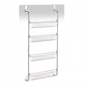 Etajera pentru usa, 4 spatii de depozitare, Metal cromat, l49,5xA14xH109 cm