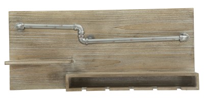 Etajera suspendata din MDF si metal, pentru sticle de vin si pahare Tube Natural, l70xA11xH30 cm