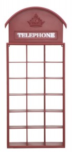 Etajera suspendata din metal, Telephone Box Rosu, l52xA15xH120cm
