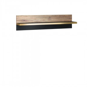 Etajera suspendata din pal Belize 09 Small Negru / Stejar Versailles, l120xA22xH29 cm