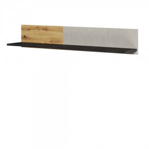 Etajera suspendata din pal, pentru copii si tineret, Qubic 09 Stejar Artisan / Negru / Gri, l115xA22xH20 cm