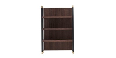 Etajera suspendata din pal si metal Matilda Nuc / Negru, l63xA34,2xH98 cm