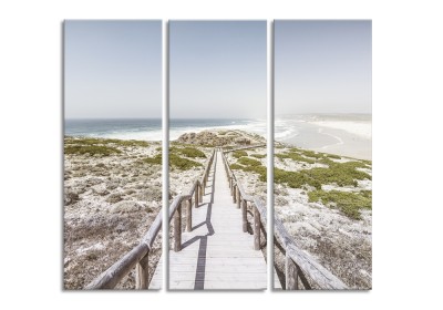 Tablou 3 piese Canvas By The Sea Viev, 27x75 cm 