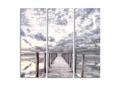 Tablou 3 piese Canvas By The Sea Clodus, 27x75 cm 