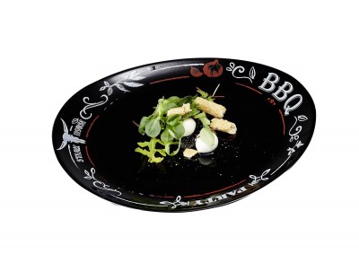 Set farfurii pentru friptura Nero, Sticla, 26 x 30 cm, 6 piese