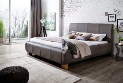 Pat tapitat cu piele ecologica Fashion Grej