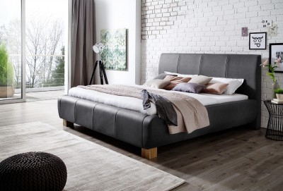 Pat tapitat cu piele ecologica Fashion Antracit