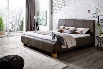 Pat tapitat cu piele ecologica Fashion Maro