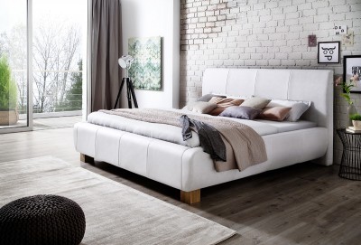 Pat tapitat cu piele ecologica Fashion Alb