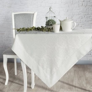 Fata de masa Damask Alb, 160 x 300 cm