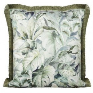 Fata perna decorativa Aveline Velvet Verde / Alb, 45 x 45 cm