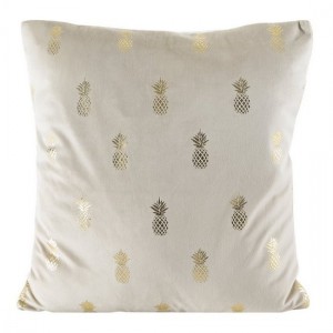 Fata perna decorativa Pine Velvet Bej / Auriu, 45 x 45 cm