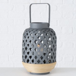 Felinar decorativ din bambus, Allet Negru / Natural, Ø17xH26 cm