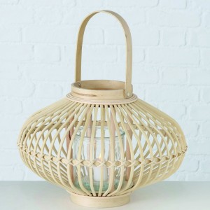 Felinar decorativ din bambus Helios Natural, Ø39xH27 cm