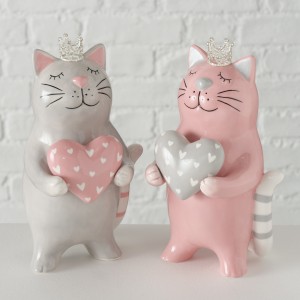 Figurina decorativa din ceramica Betsy Gri / Roz, Modele Asortate, l12xA11xH21 cm