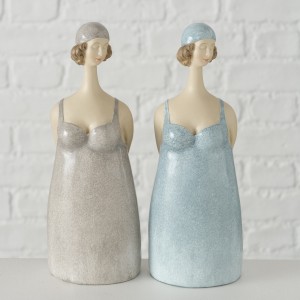 Figurina decorativa din polirasina Celeste Bleu / Gri, Modele Asortate, l8xA7xH20 cm