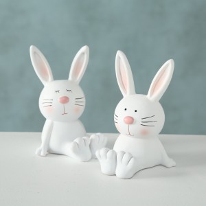 Figurina decorativa din polirasina Garvey Rabbit Alb, Modele Asortate, l7,5xA6,5xH12 cm